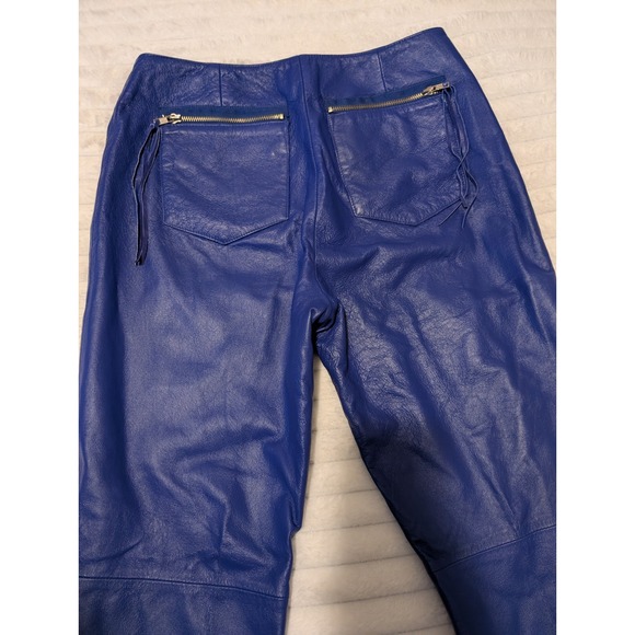 Metrostyle Royal Blue Genuine Leather Zip Front Pants with tasselsSize 10 - Picture 3 of 6